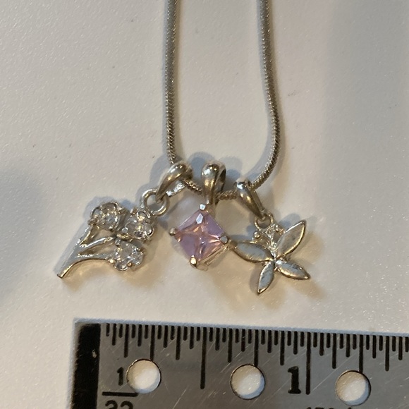 Silver style Necklace 3 charms 15” - Picture 4 of 4